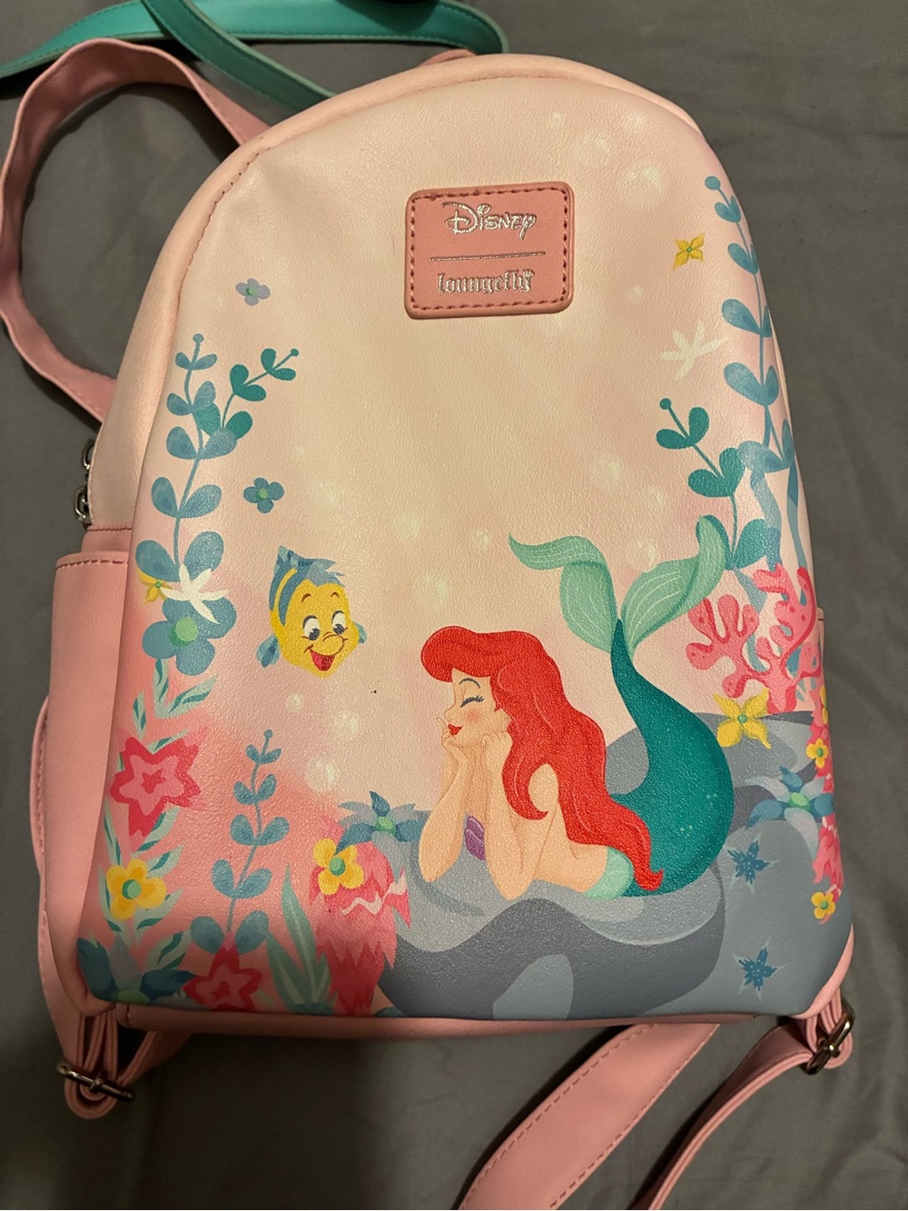 Loungefly Pink Ariel Mini Backpack with Teal Tail Accents